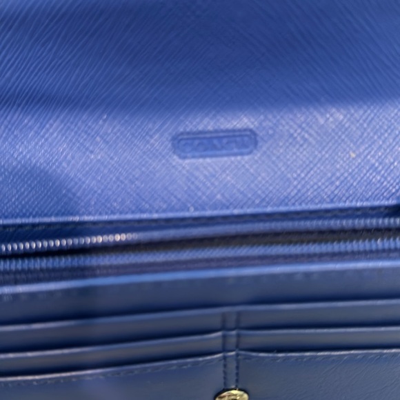 COACH-Top Stitched Bifold Wallet Womens Leather Snap-Royal blue - Picture 9 of 11